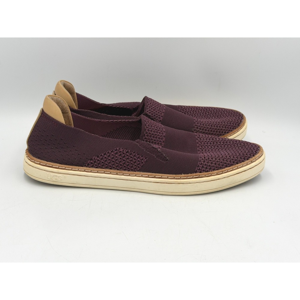 UGG Womens 8 Slip On Sneakers Burgundy Purple Knit Mesh Flats 1016756